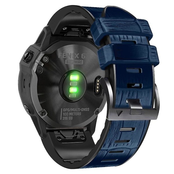 Til Garmin Fenix 7 / 6 / 5 Krokodille Tekstur Silikone Læder Rem EHX Blue
