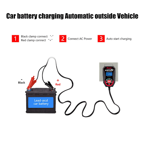 Bil Motorcykel Batteriladdare 6v12v 1a 1.5a 2a 4.5-32ah Batteriladdare
