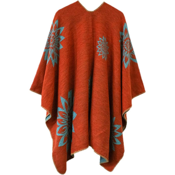 Färgblock Dam Schal Wrap Snygg Öppen Front Poncho Cape