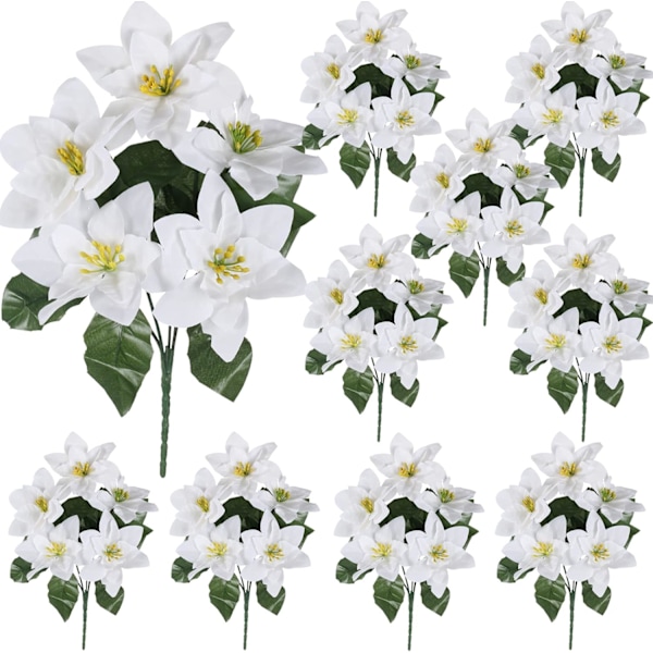 10 stj konstgjorda julblommor julstjärnor buskar siden julstjärnor blommor