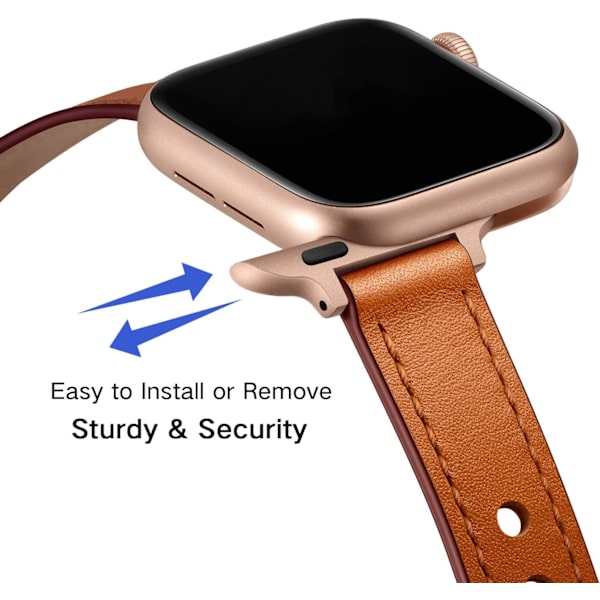 Smalt band kompatibelt med Apple Watch 41 mm 40 mm 38 mm, äkta kvinnor