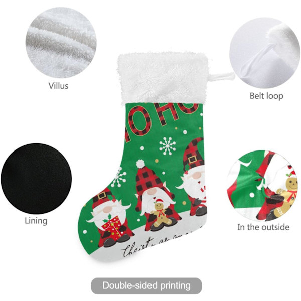 Julklapp, personliga julklappsstrumpor 2-pack Jultomte Julgran Buffelrutig 45,7 cm Julstrumpor Hängande Prydnad