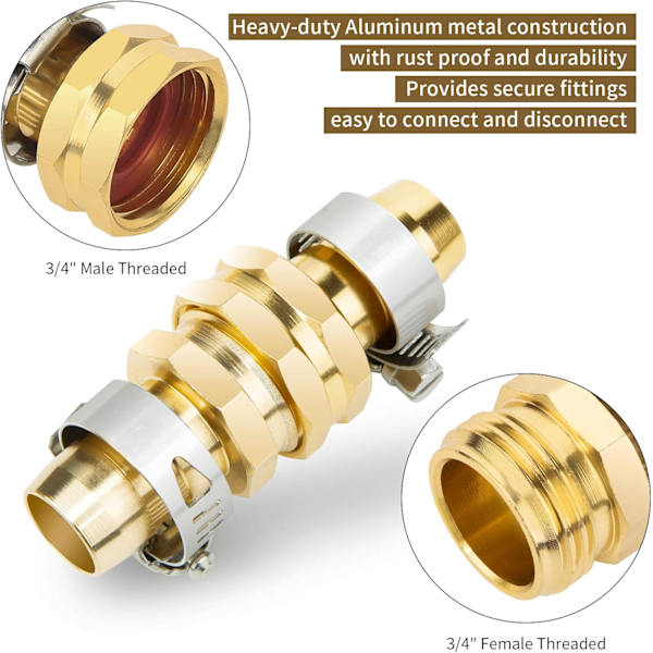 3/4\" Aluminium Have Slange Reparationsstik med Rustfrit Stål