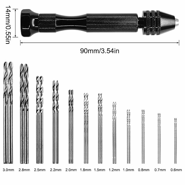 25 st Pin Vise Hand Drill Bits - 24 st Micro Mini Twist Drill Bit Set