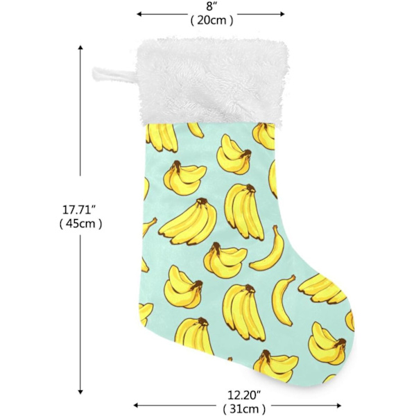 Jule-Strømpe, Personlige Jule-Strømper Sæt af 2 Gule Banan Print 45,7 cm Jule-Strømper Hængende Ornament Pejs til Træ Dekoration