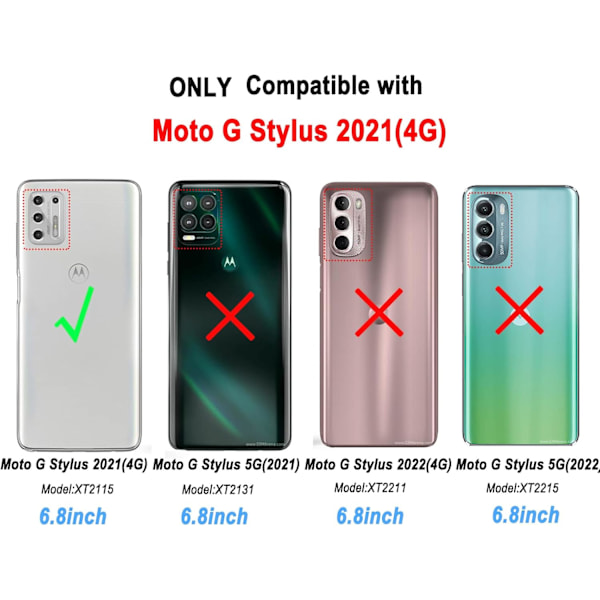 til Moto G Stylus 2021 etui i militærkvalitet med støttefod og 2 skærmbeskyttere i hærdet glas - Sort [Ikke til 5G/2020] Sort