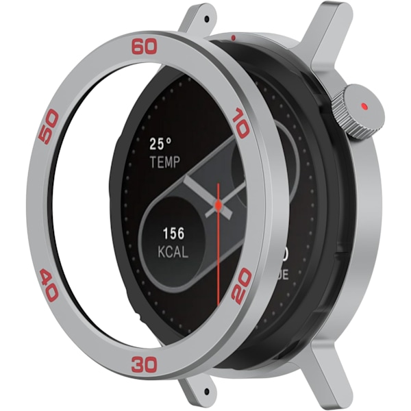 Bezelring Kompatibel med Nothing by CMF Watch Pro 2 Bezel Självhäftande Skydd Anti-Repor Metall Skyddsram Fodral Loop (GråRöd&SilverRöd) Gr