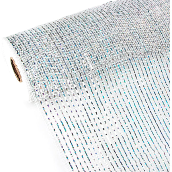 Vit Deluxe Metallic Mesh Ribbon, 10 tum x 30 fot(10Yard), Vit med