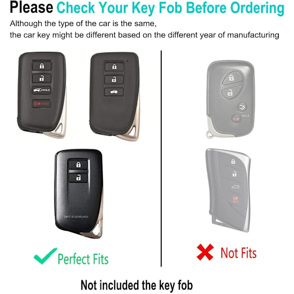 för Lexus Key Fob Cover med Nyckelring Äkta Läder Keyless Entry