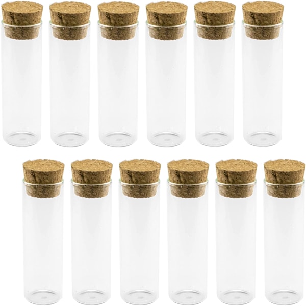 15 ml testrør i glass med kork, tom flaske med korkpropp