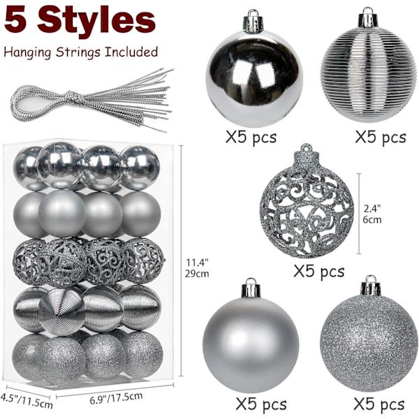 30 st 2,36\" julgranskulor julgransdekorationer krossäkra silver julgran