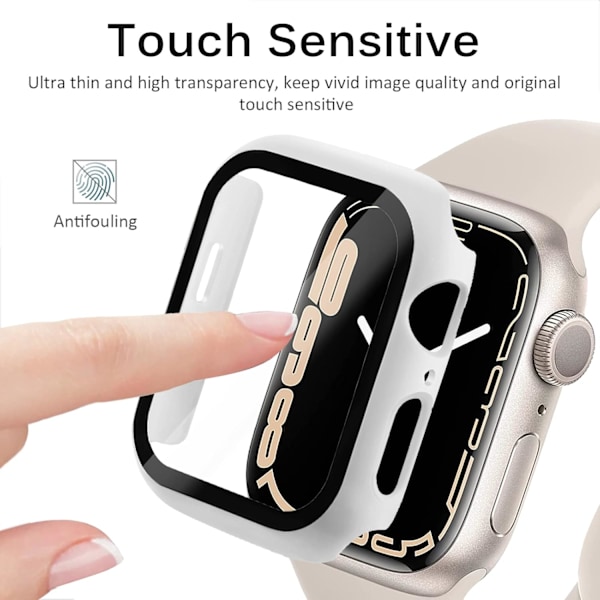 Kompatibelt Apple Watch Series 6 40mm Deksel med Skjermbeskytter Anti-Ripebestandig Støtsikker Hard PC og Herdet Glass Film Bumper Deksel for Apple Watch Se