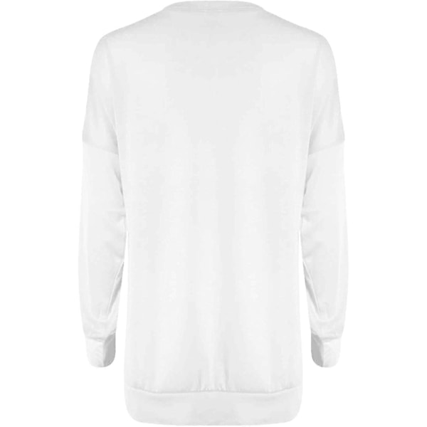 Dam tröjor höst pullover tröjor casual lös passform tunika topp bekväm söt sweatshirts långärmad crewneck t-shirts m7 white Large