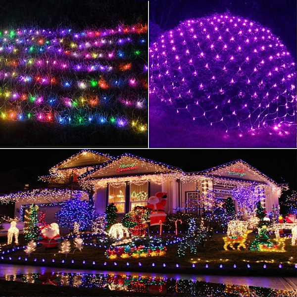 Färgförändrande Halloween Jul Nätljus 9,8x6,6 ft Anslutningsbar Plug in LED Nätljus med Fjärrkontroll för Julgransljus, Buskar, Bröllop,