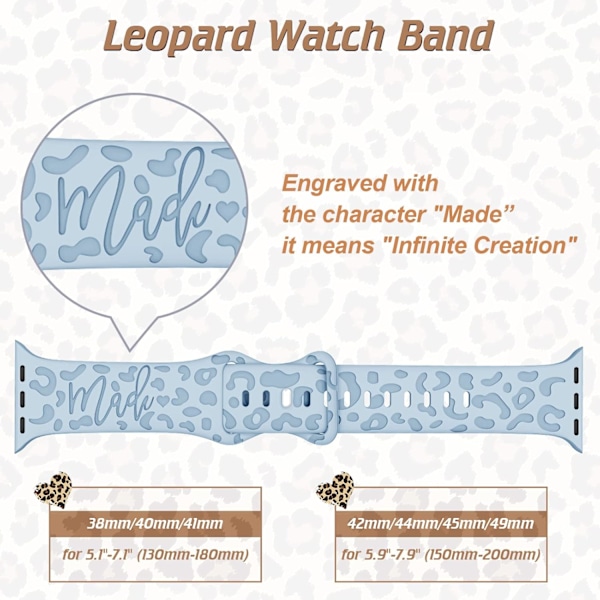6-pak leopardgravert band som er kompatibel med Apple Watch