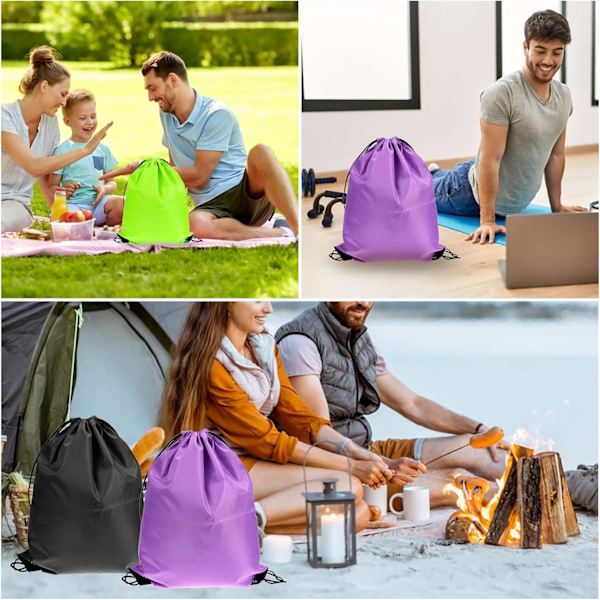 6 stk. Snøresekk Gym Bag Sports Drawstring Ryggsekk Fargerik