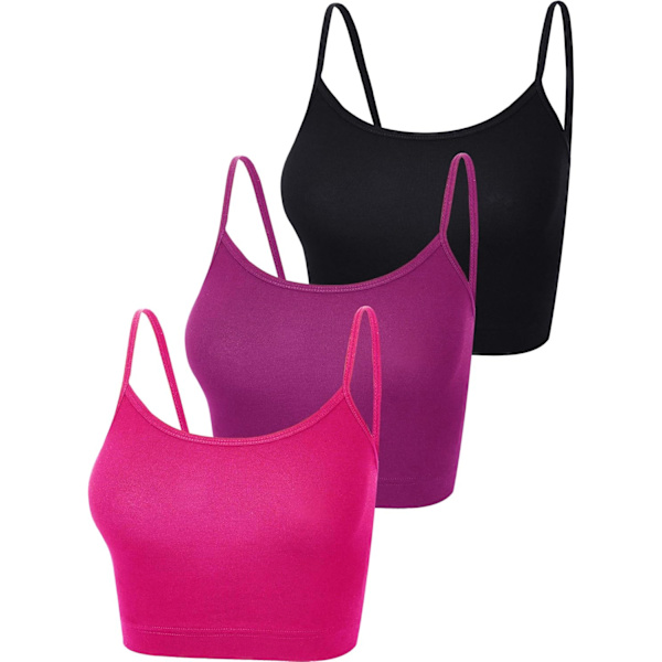 3 stk. Crop Camisole Top Spaghetti Stroptank Top Ærmeløs Crop Tank Top