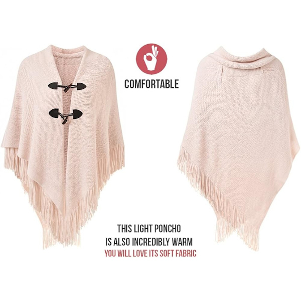Snygg Hornknapp Rutig Poncho V-ringning, V-fåll