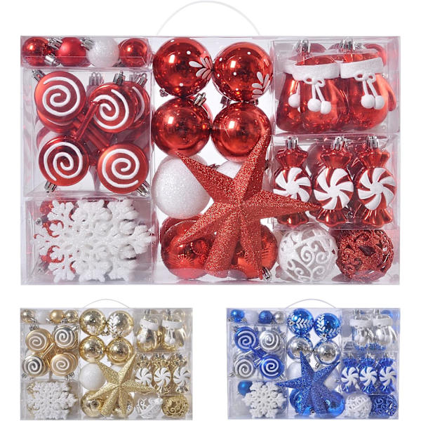 130-pack julgranskulor, krossäkra röda julgranskulor