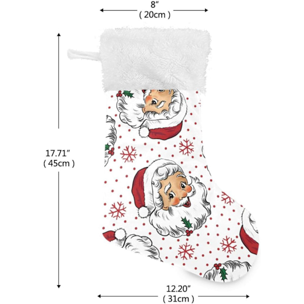 Julklapp, Personliga Julklappsstrumpor 2-pack Jultomten Snöflingor Prickar 18 tum Julstrumpor Hängande Prydnad