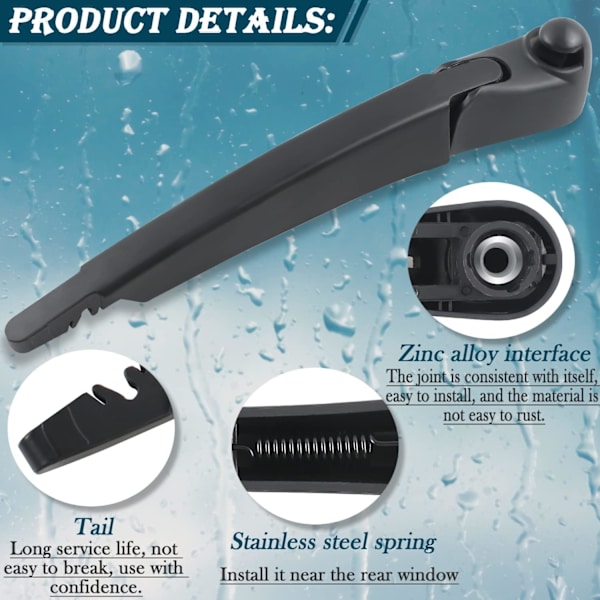 Bakre vindusviskerblad og armsett for Mini Cooper R56 2007-2015