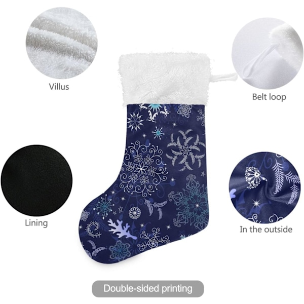Julklapp, Personliga Julklappsstrumpor 2-pack Jul Boho Snöflingor Mörkblå 45,7 cm Julstrumpor Hängande Ornament K