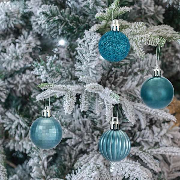 28 st krossäkra julgranskulor i 4 klassiska ytbehandlingar för jul