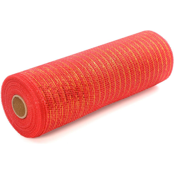 Deco Röd Poly Mesh Band med Metallic Foil 10 tum x 30 fot Varje Rulle för