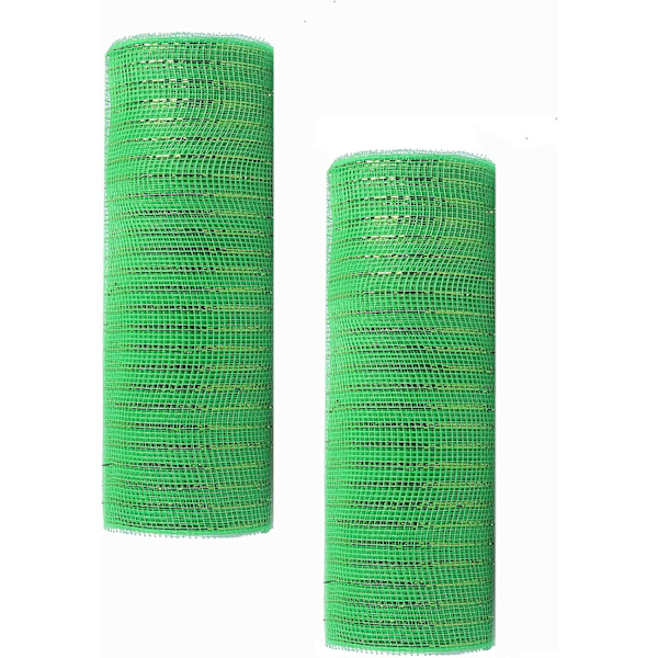 2-pack 10-tums metallisk polymesh-band (totalt 20 yards, äppelgrön)