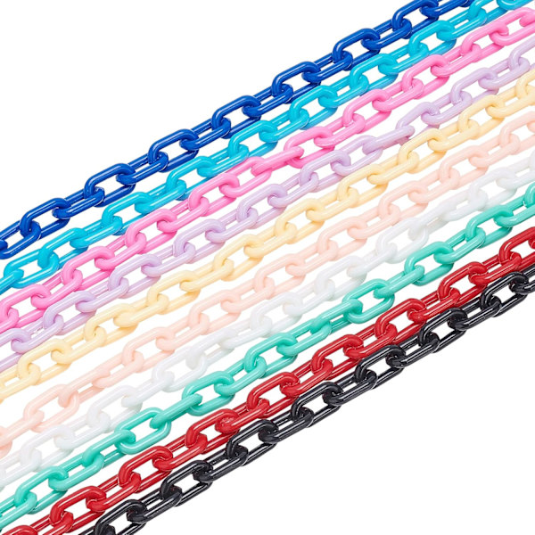 Färgglada plastsmyckeskedjor, 20 trådar 10 färger Curb Chain Links