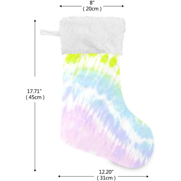 Julklapp, personliga julklappsstrumpor 2-pack Regnbåge Tie Dye Bläck 18 tum Julstrumpor Hängande Ornament Eldstad för Träddekoration