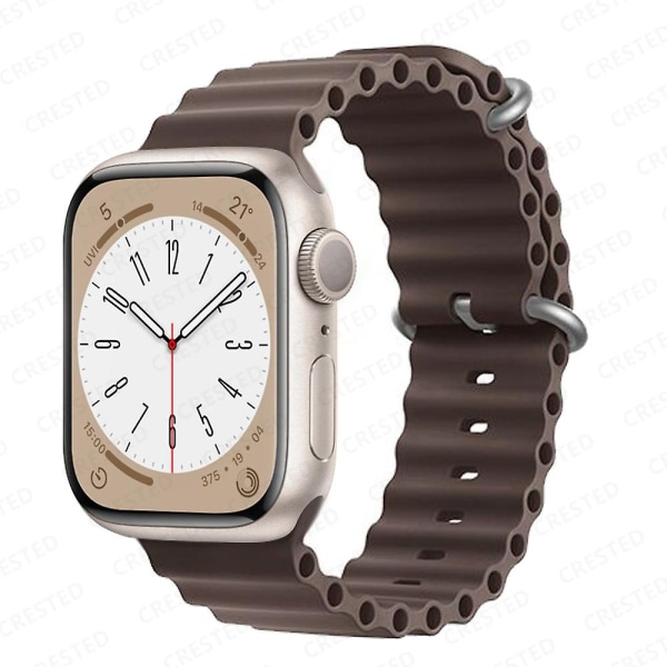 Ocean Armband För Apple Watch Band 44mm 40mm 45mm 41mm 49mm 42mm 38mm Smartwatch Silikonrem Iwatch Ultra Series 7 6 3 Se 8 Coastal grey 42 44 45 49mm