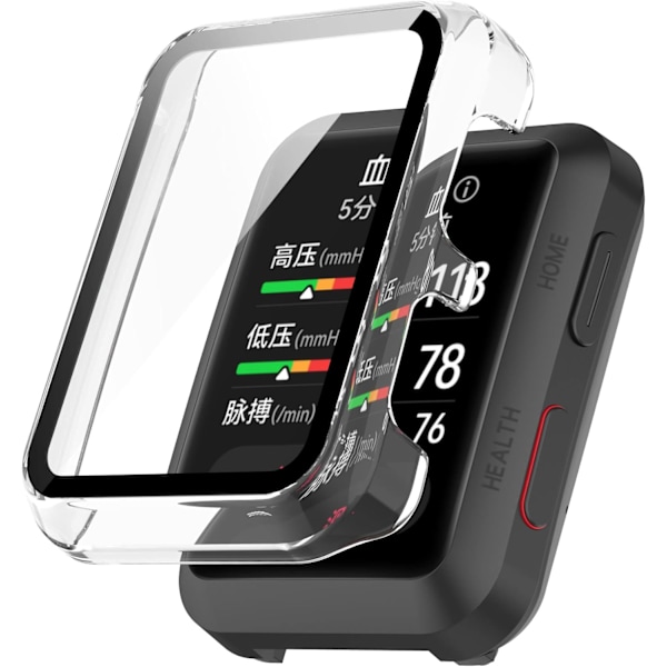 Hardt PC-deksel med skjermbeskytter i herdet glass, kompatibelt med Huawei Watch D, komplett beskyttelsesdeksel kompatibelt med Huawei Watch D