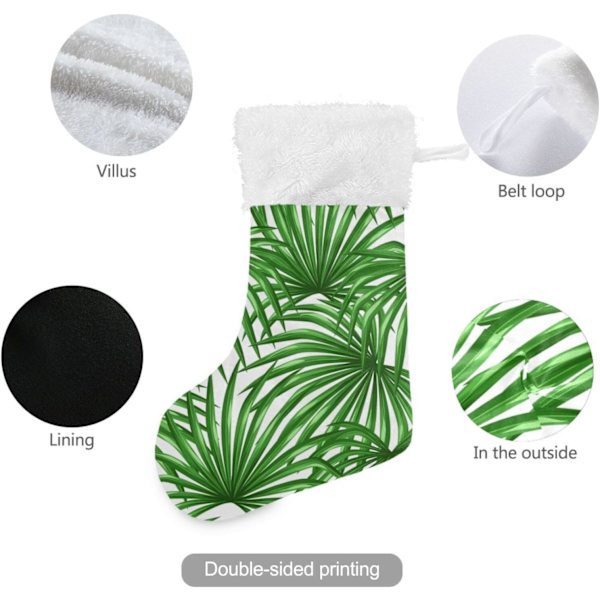 Julklapp, personliga julklappsstrumpor 2-pack Palm Leaf 45,7 cm Julstrumpor Hängande Ornament Eldstad för träddekoration 17.71x1