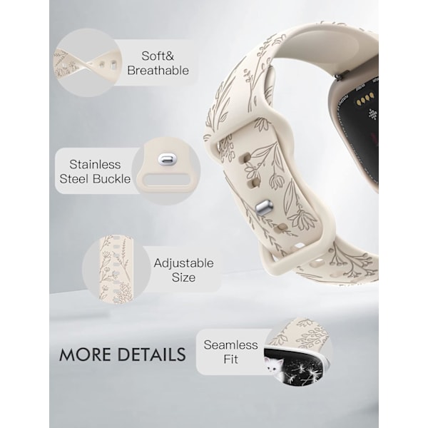 Graverade silikonband för Fitbit Versa 2 - Maskrosmönster