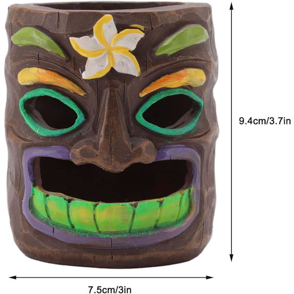 Tiki Totem pennhållare, nyhet fluorescerande harts Tiki Totem pennkopp, Tiki prydnad pennkopp för penna, penna, borste och kontorsmaterial Tiki dekoration Tiki Totem