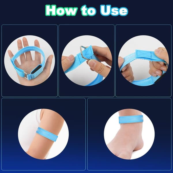 LED-armbånd, oppladbart, USB, reflekterende, LED, løping, justerbart, sikkerhetsarmbånd for armer, håndledd, løping, sykling 2 stk - blå