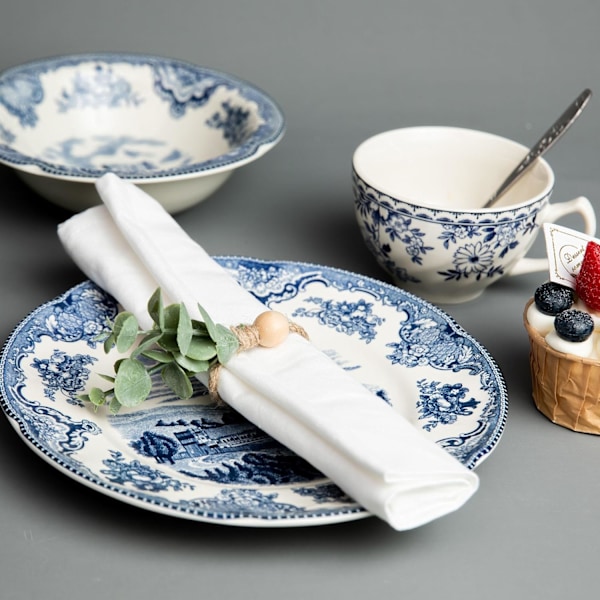 Definierade Deco Servettringar Set om 12, Rustik Lantgård Servettringar Eucalyptus