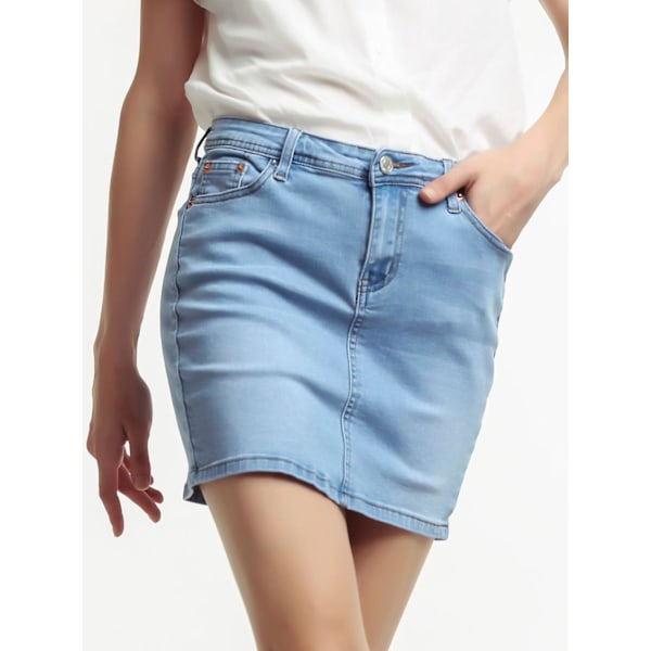 Kvinners Casual Kort Denim Skjørt