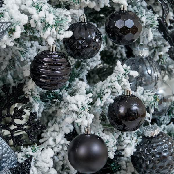 Julgranskulor (2,36 tum, svart) 24 st krossäkra julgranshängande