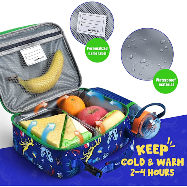 Dinosaur Lunch Bag - Dinosaur Fossils Isoleret Madkasse til Drenge