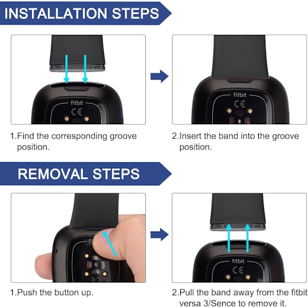 Silikon sportsrem for Fitbit Versa 3 (4-pakning)