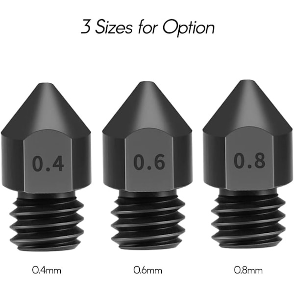 3 st härdade stålmunstycken 0,6 mm för 1,75 mm filament 3D-skrivare Hotend Extruder