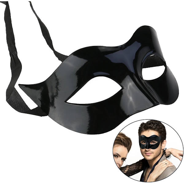 Venetiansk Maske til Maskerade, Sort Luksus Eksklusiv Sexet Halv Ansigt Ræv