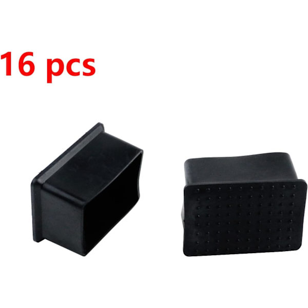 16 stk 1-1/2\" x 2-1/4\" rektangulære møbelføtter av PVC-filt, bordstolbenfot-endehetter, deksler, beskyttere, svart svart 1-1/2\" x 2-1/4\" svart