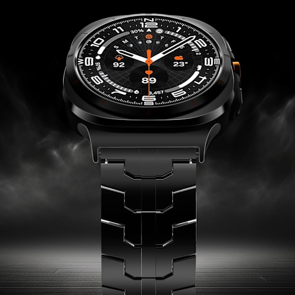 Rustfrit stålbånd kompatibel med   Galaxy Watch Ultra 47mm(2024), Solid Metal Replacement Business Strap med foldelås til mænd Sort