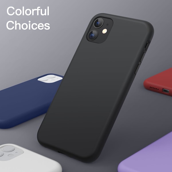 Silikone Etui til iPhone 11 (2019) 6.1-Ih, Siy-Soft Touch Fuld Beskyttende Etui, Stødsikkert Cover med Mikrofiberforing (Sort) Sort