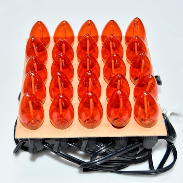C7 Orange LED-ljusslinga, 25FT Orange Halloween-ljus inomhus utomhus LED-ljus med 25 LED C7-lampor, utmärkt som för hemträdgård husvagnsfest 25