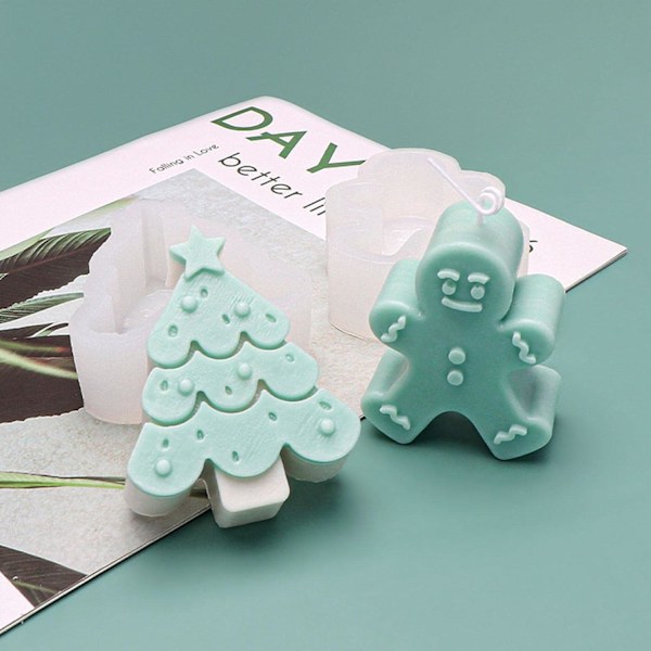 Jul Silikonform Set Julgran, Pepparkaksgubbe och Älg Formar