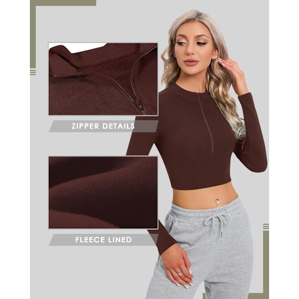 Fleeceforet langærmet Crop Top Mock Turtleneck til kvinder Sexede toppe